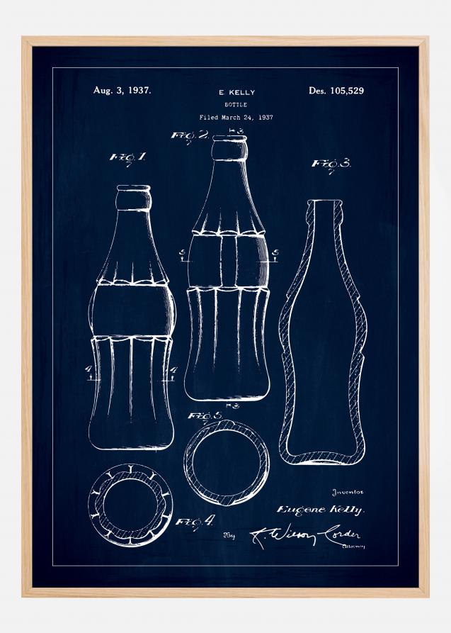 Patentritning - Coca Cola-flaska - Blå Poster