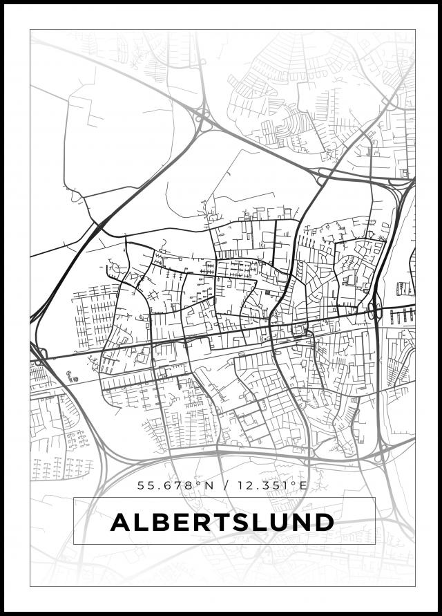 Karta - Albertslund - Vit Poster