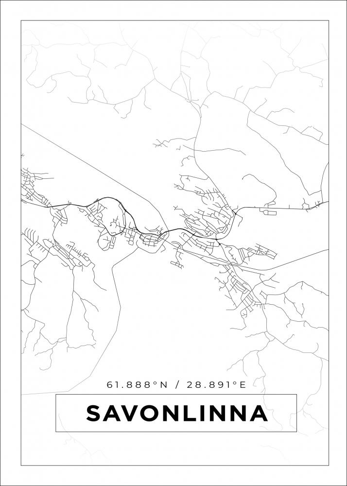 Karta - Savonlinna - Vit Poster