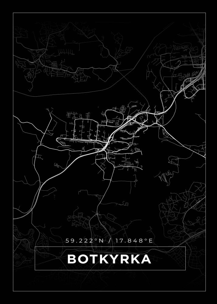 Karta - Botkyrka - Svart Poster