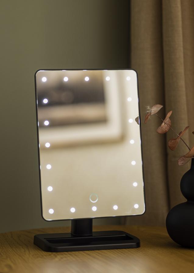 KAILA Sminkspegel LED m. Bluetooth-högtalare Svart 18x30 cm