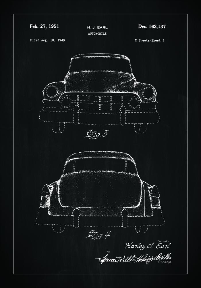 Patentritning - Cadillac II - Svart Poster