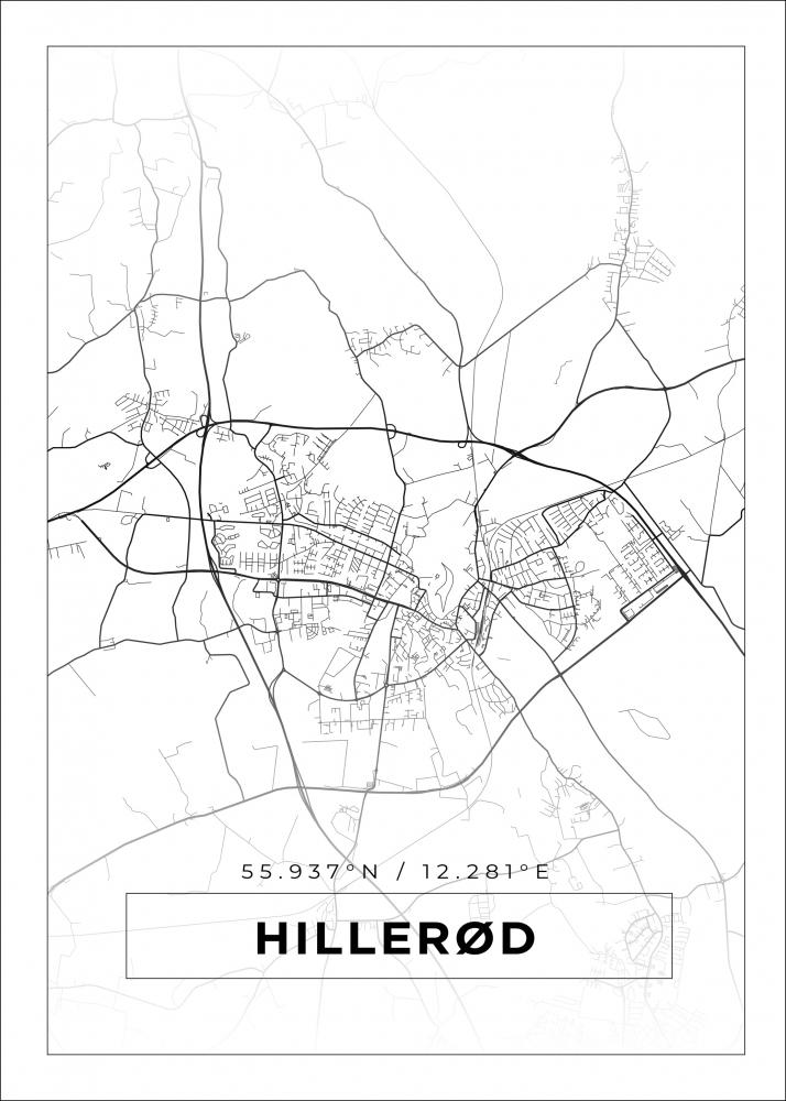Karta - Hillerd - Vit Poster