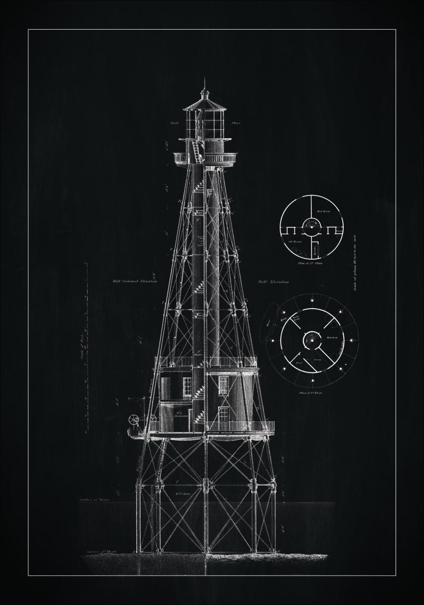 Griffeltavla - Fyr - Ship Shoal Lighthouse Poster