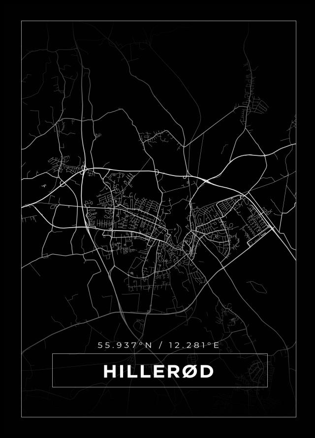 Karta - Hillerød - Svart Poster