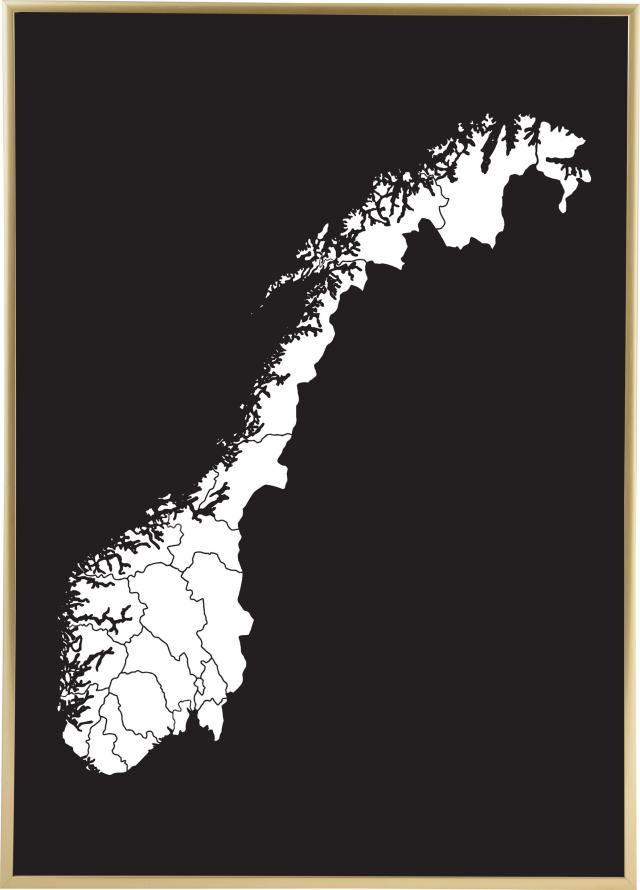 Karta - Norge - Vit Poster
