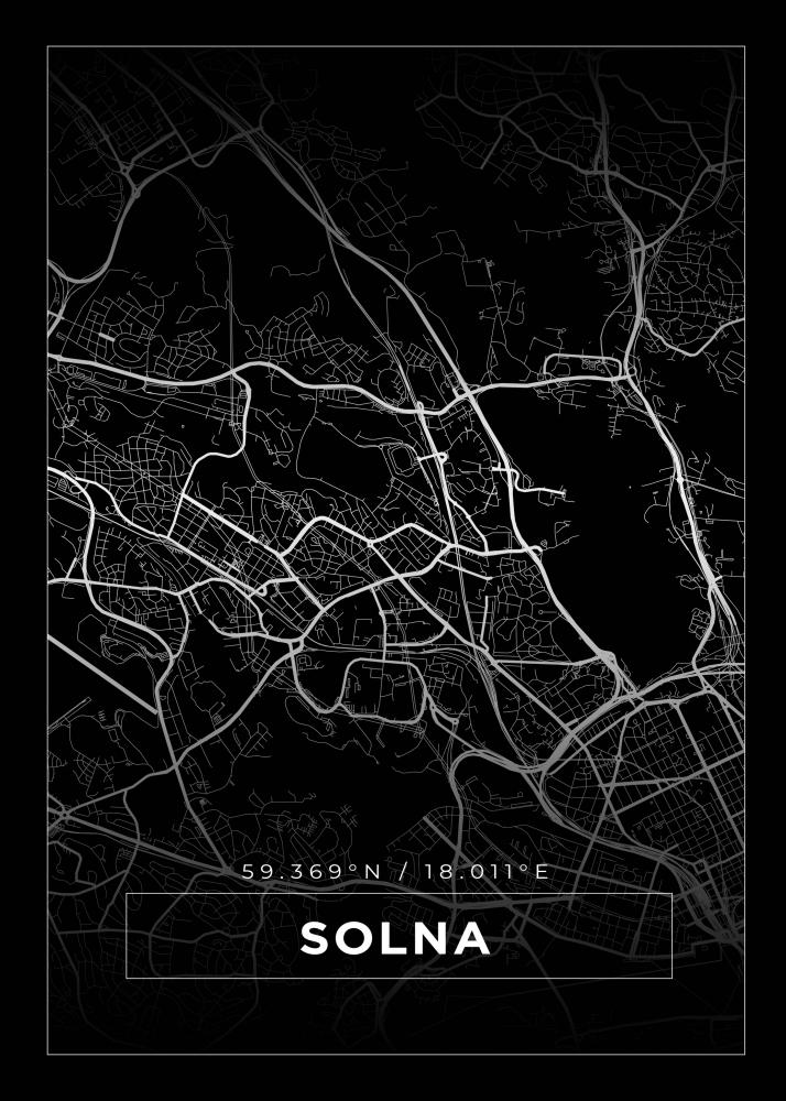 Karta - Solna - Svart Poster