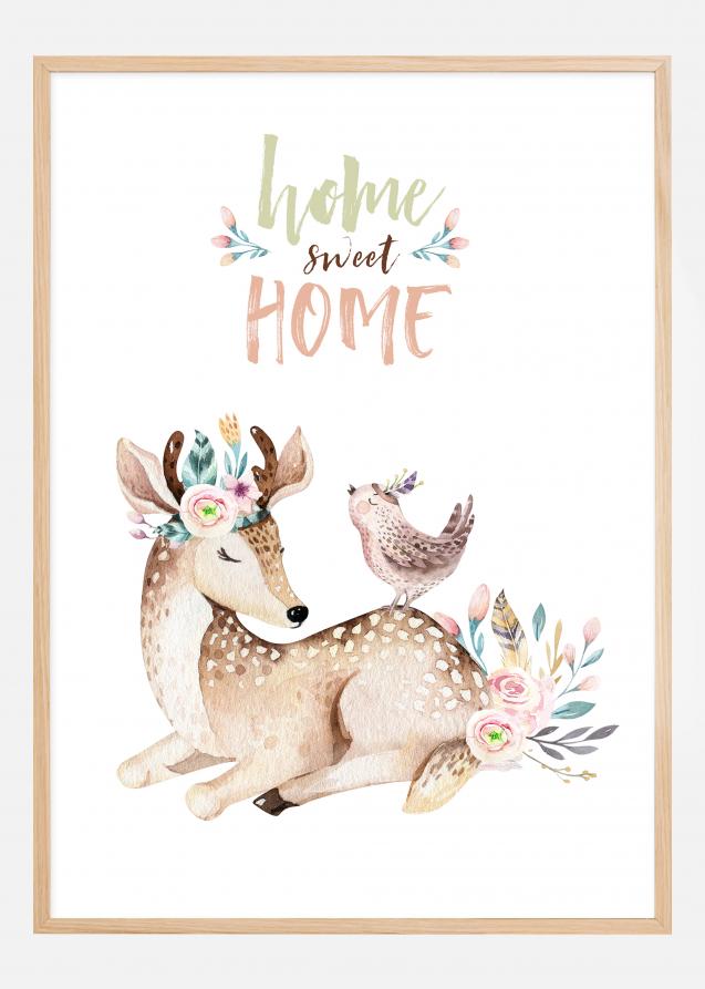 Deer with flowers Poster