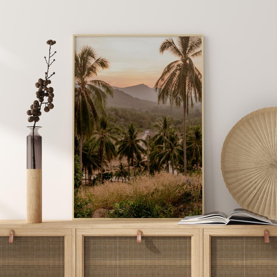 Palm Trees On Mountain Poster