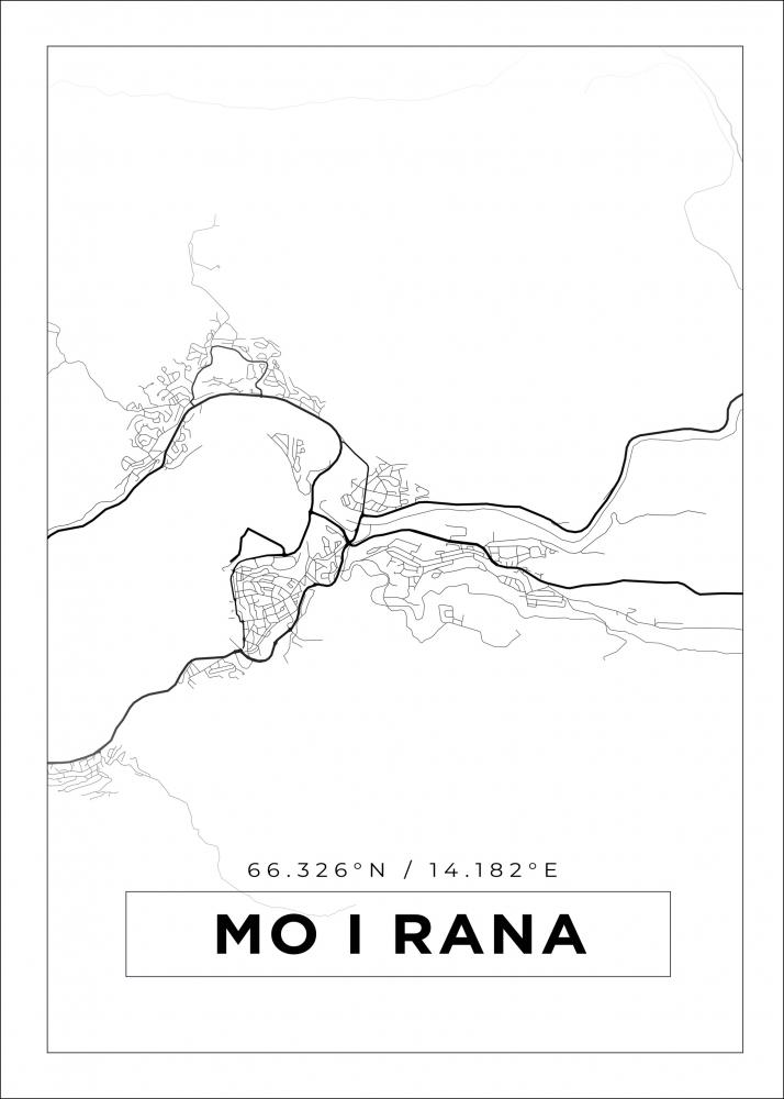 Karta - Mo I Rana - Vit Poster