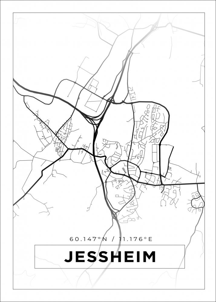 Karta - Jessheim - Vit Poster