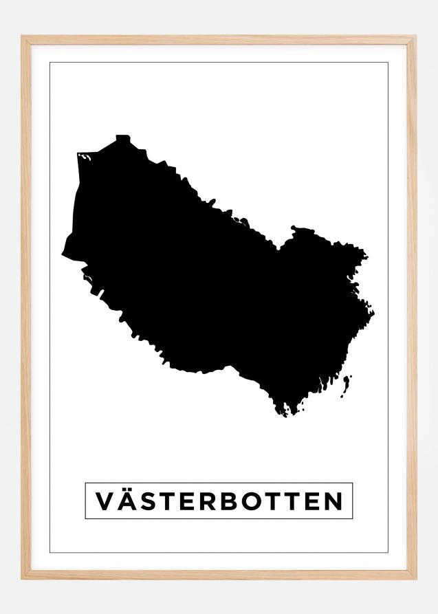 Karta - Västerbotten - Vit Poster