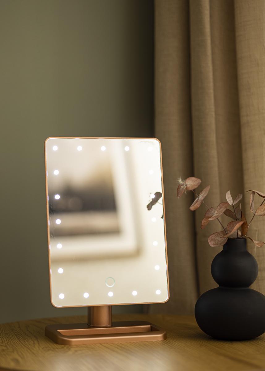 KAILA Sminkspegel LED m. Bluetooth-högtalare Roséguld 18x30 cm