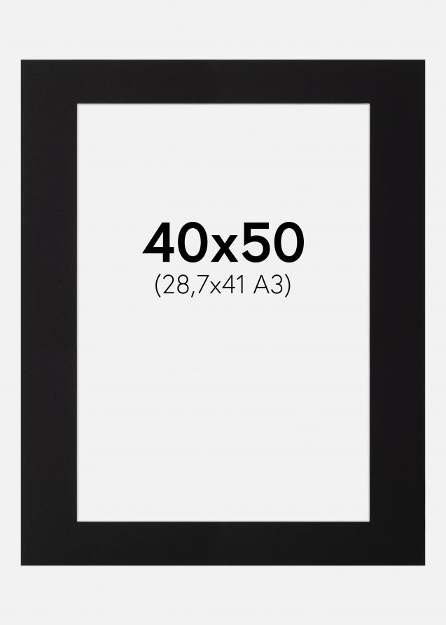 Passepartout Svart (Vit kärna) 40x50 cm (28,7x41 - A3)