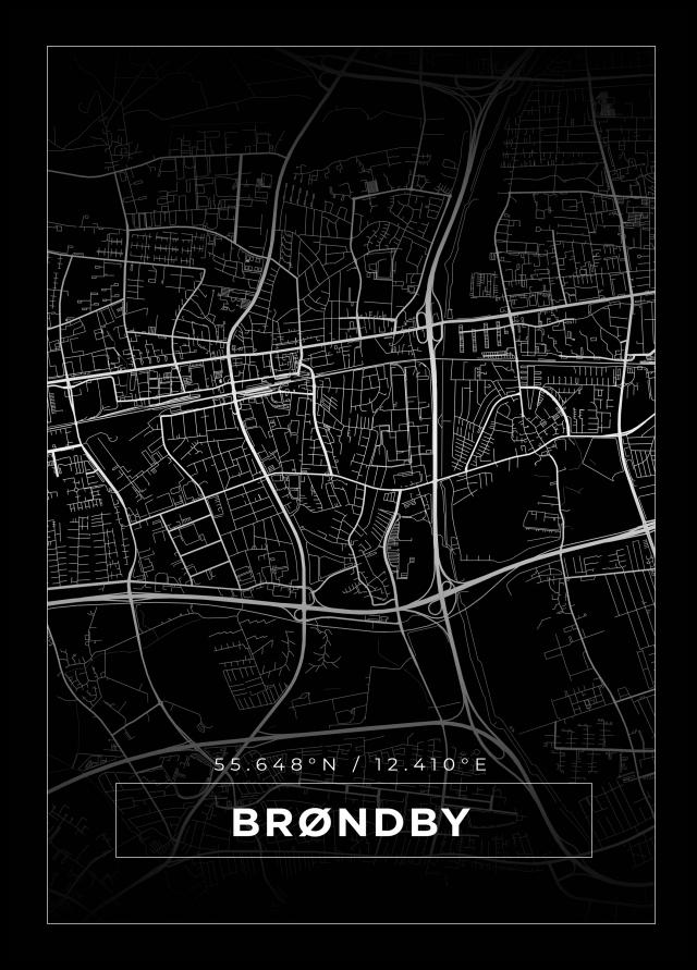 Karta - Brøndby - Svart Poster