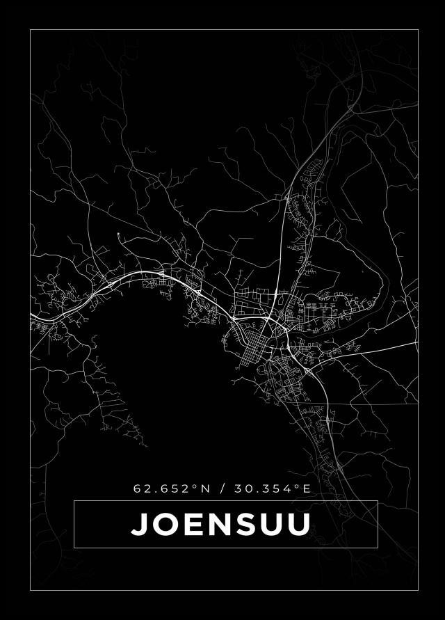 Karta - Joensuu - Svart Poster