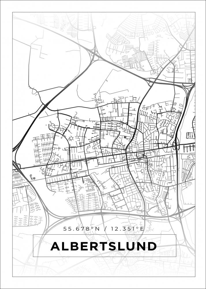 Karta - Albertslund - Vit Poster