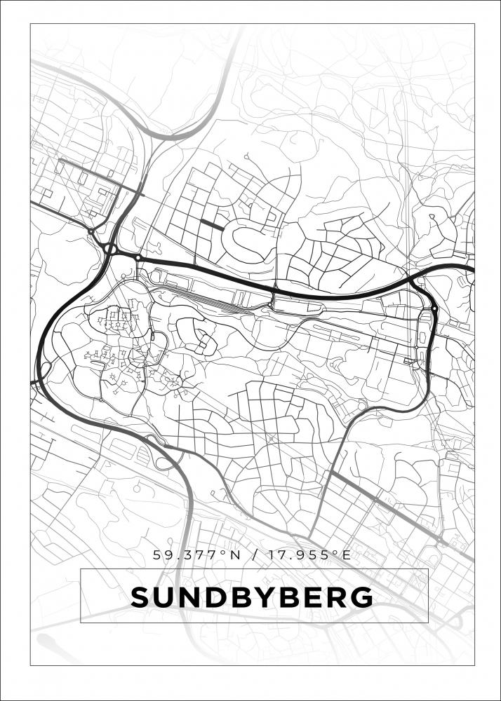 Karta - Sundbyberg - Vit Poster
