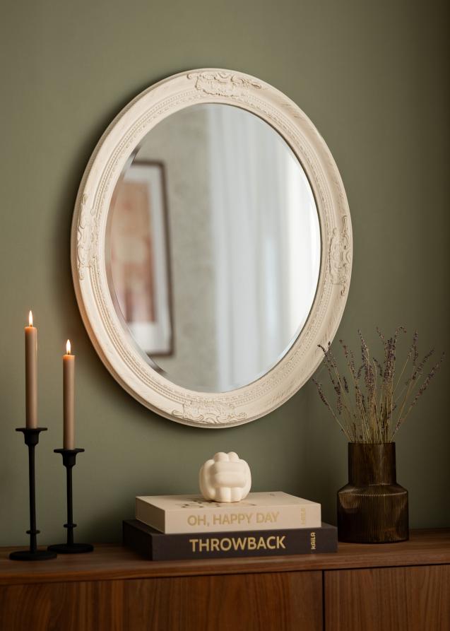 Spegel Antique Vit Oval 50x60 cm
