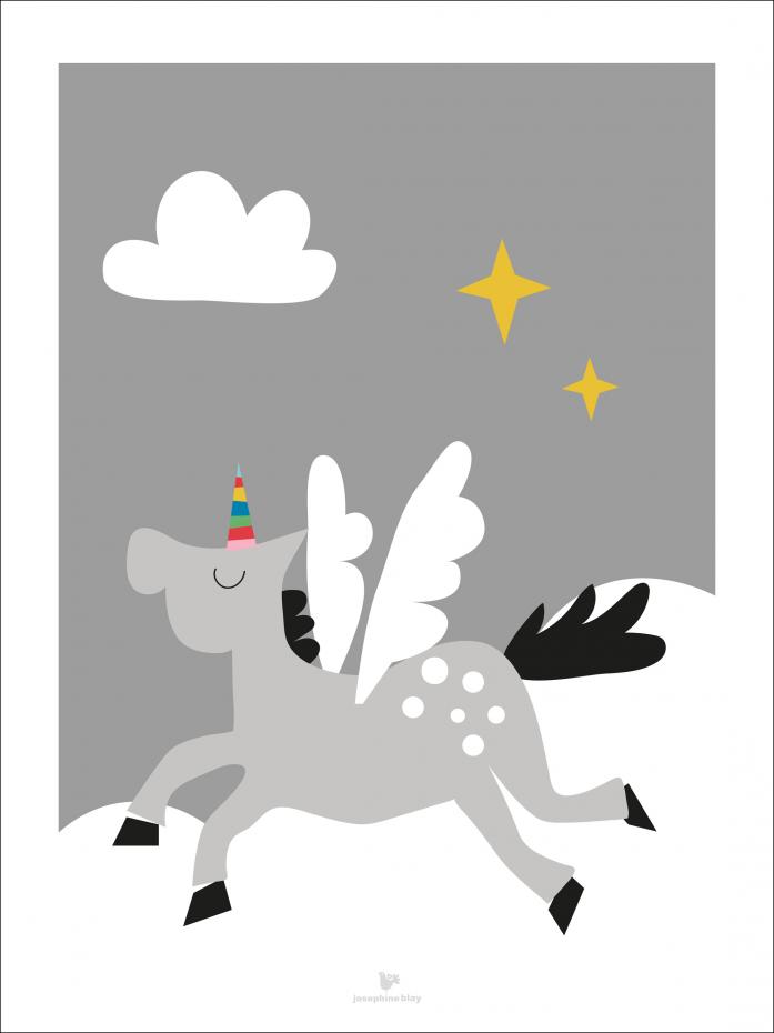 Unicorn - grey Poster