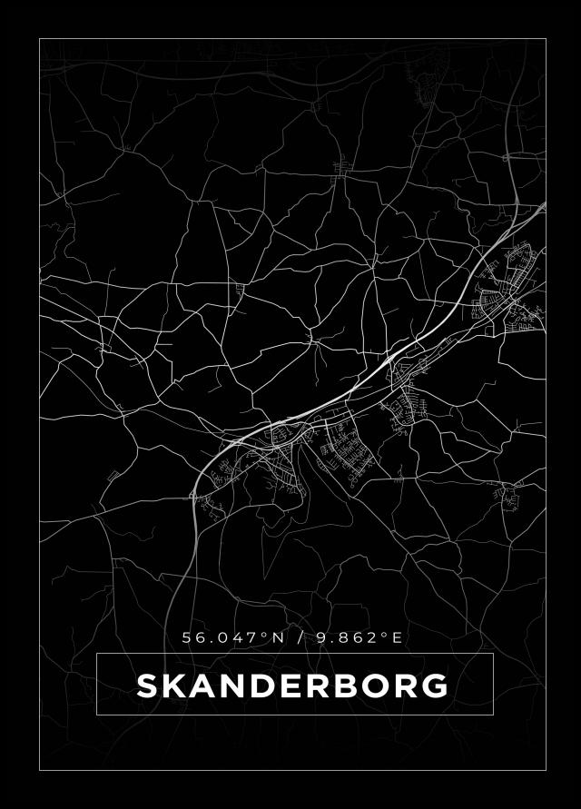 Karta - Skanderborg - Svart Poster