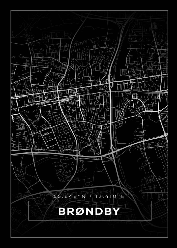 Karta - Brndby - Svart Poster