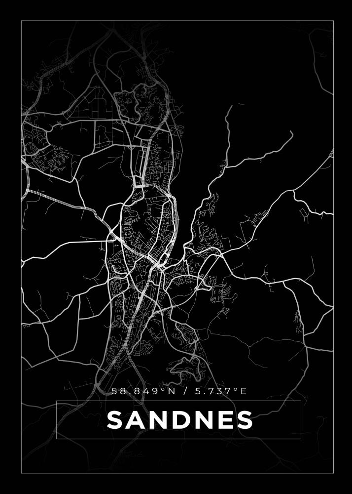 Karta - Sandnes - Svart Poster