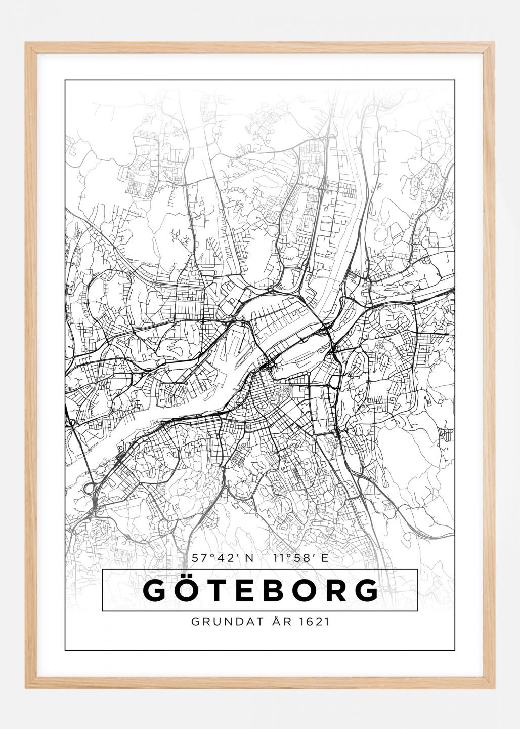 Karta - Stockholm - Vit Poster - BGA