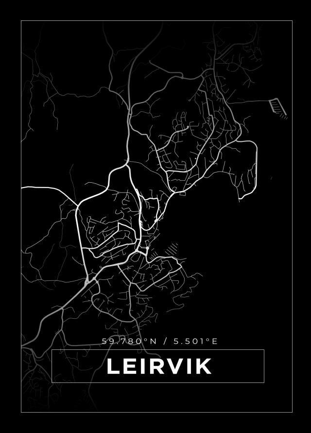 Karta - Leirvik - Svart Poster