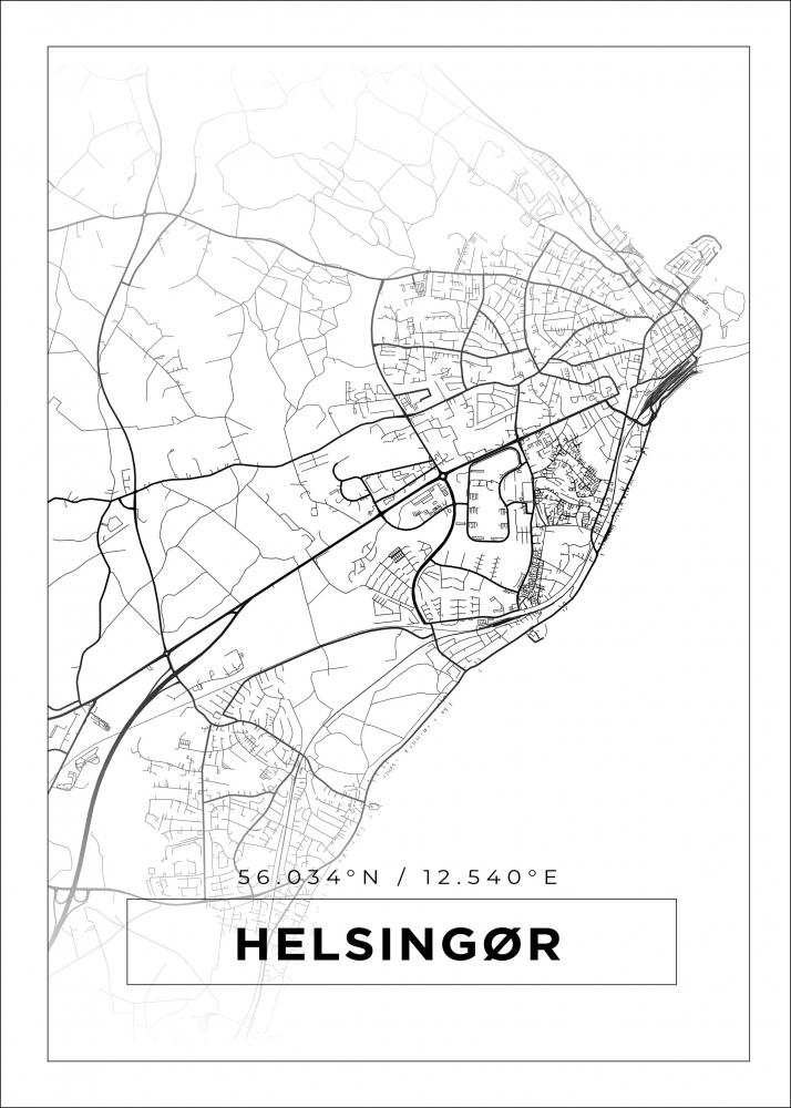 Karta - Helsingr - Vit Poster