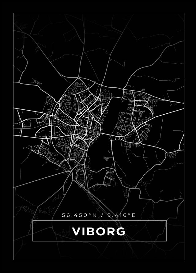 Karta - Viborg - Svart Poster
