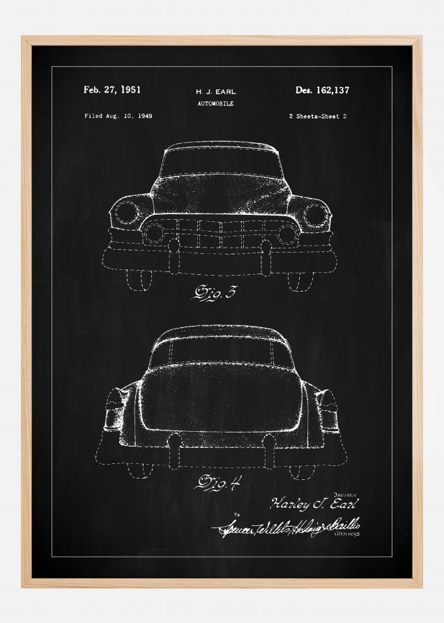 Patentritning - Cadillac II - Svart Poster