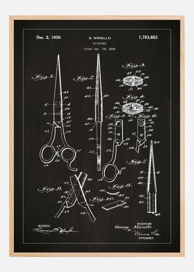 Patentritning - Sax - Svart Poster