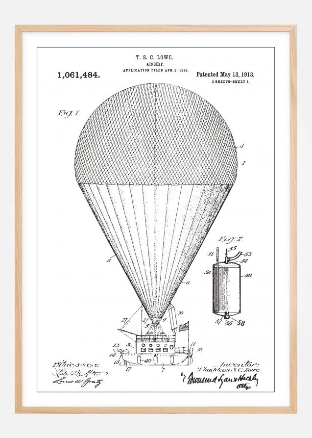 Patentritning - Luftskepp - Vit Poster