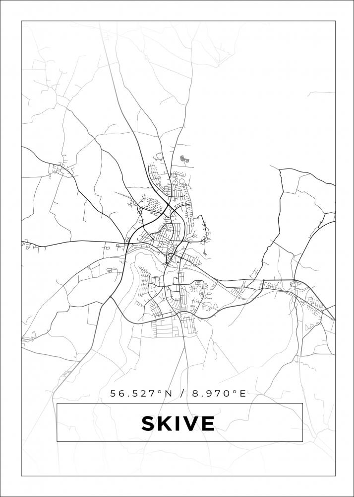 Karta - Skive - Vit Poster
