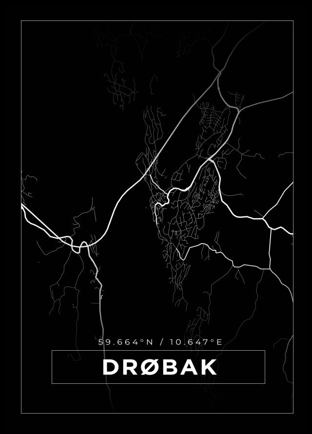 Karta - Drøbak - Svart Poster