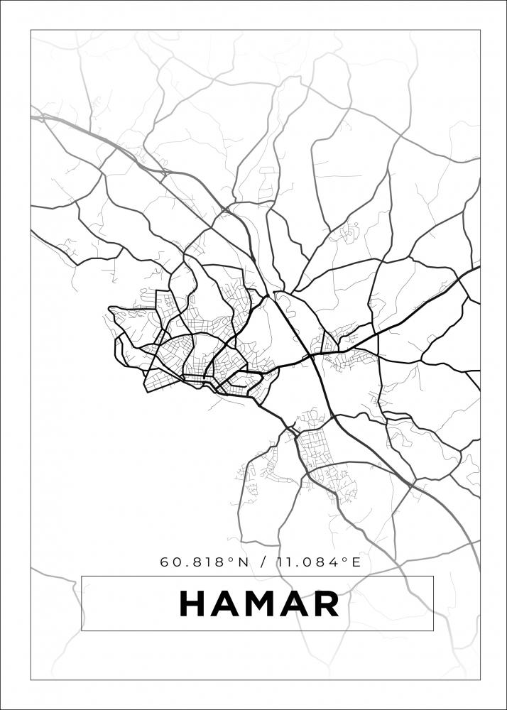 Karta - Hamar - Vit Poster