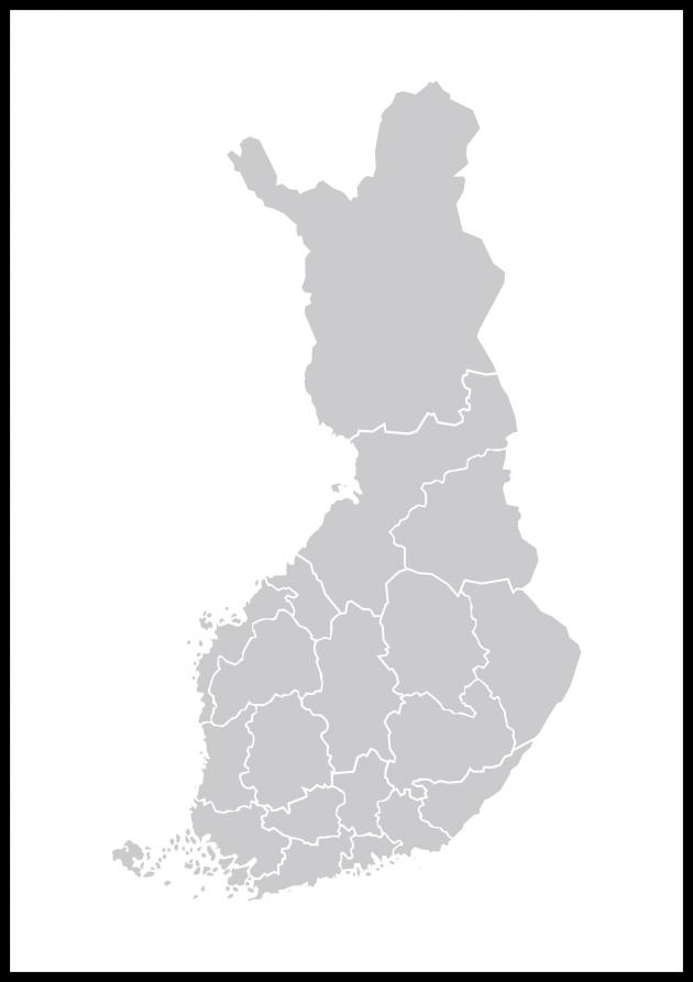 Karta - Finland - Grå Poster