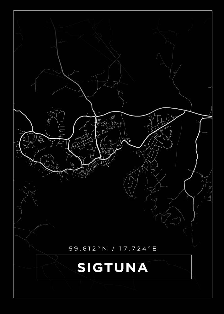 Karta - Sigtuna - Svart Poster