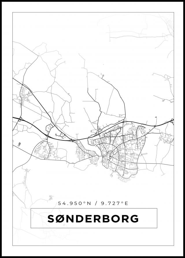 Karta - Sønderborg - Vit Poster