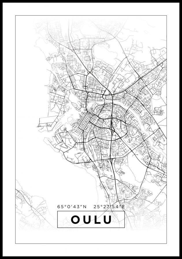 Karta - Oulu - Vit Poster