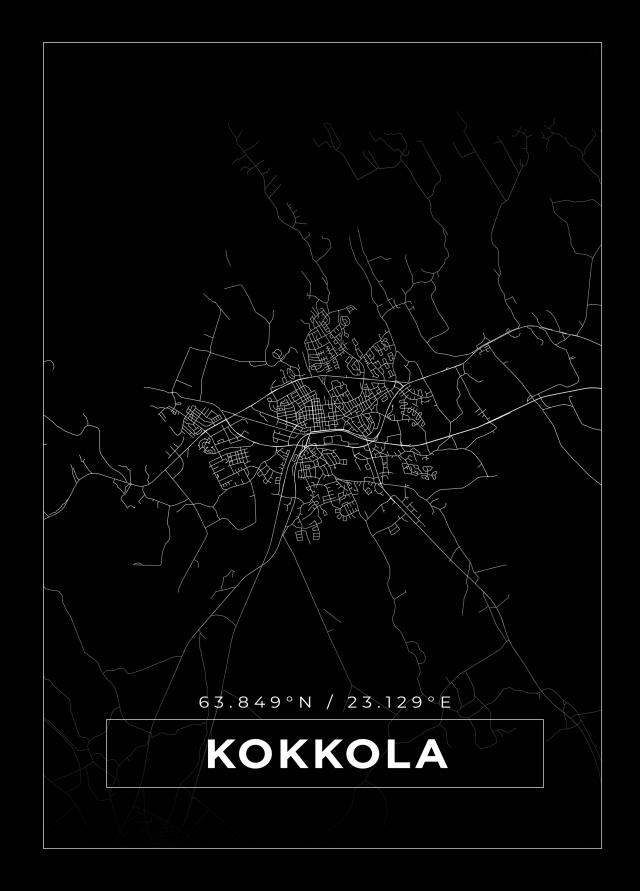 Karta - Kokkola - Svart Poster