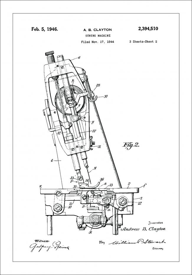 Patentritning - Symaskin II Poster