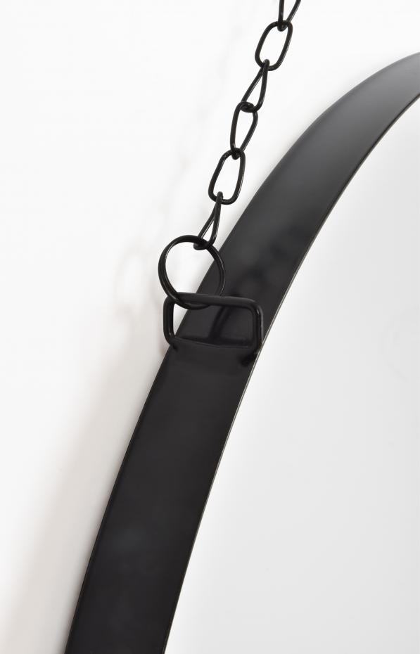 Spegel Aruba Black Round With Metal Chain Hanger 50 cm 