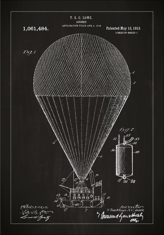 Patentritning - Luftskepp - Svart Poster