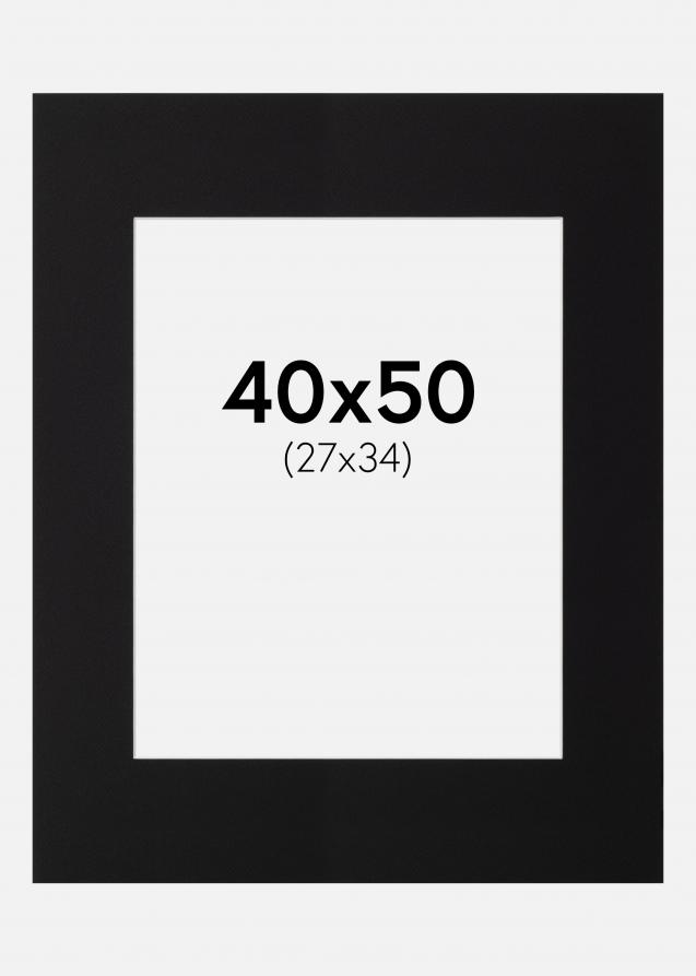 Passepartout Svart Standard (Vit kärna) 40x50 cm (27x34)