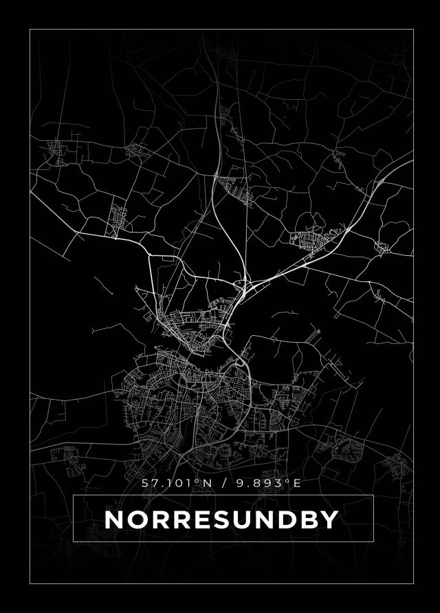 Karta - Norresundby - Svart Poster