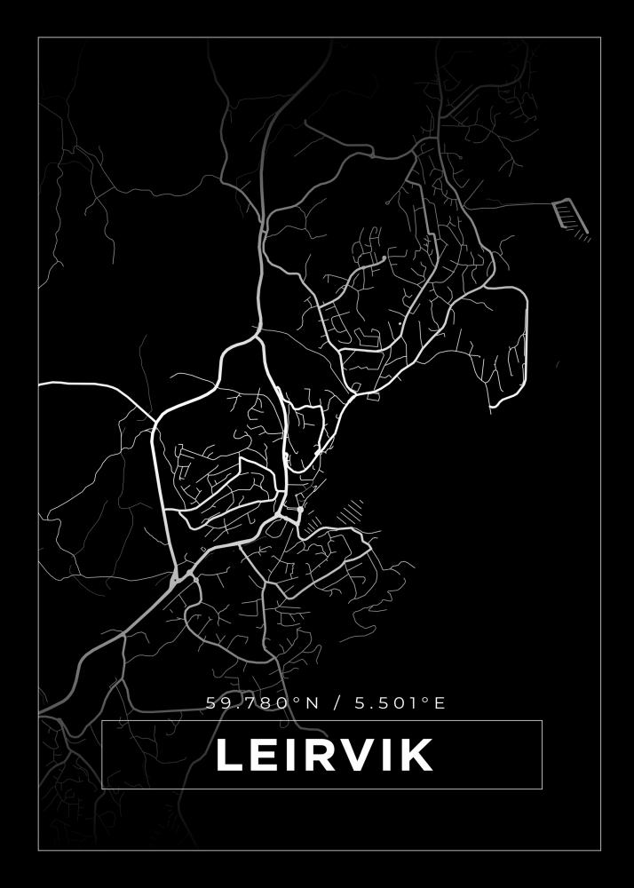 Karta - Leirvik - Svart Poster