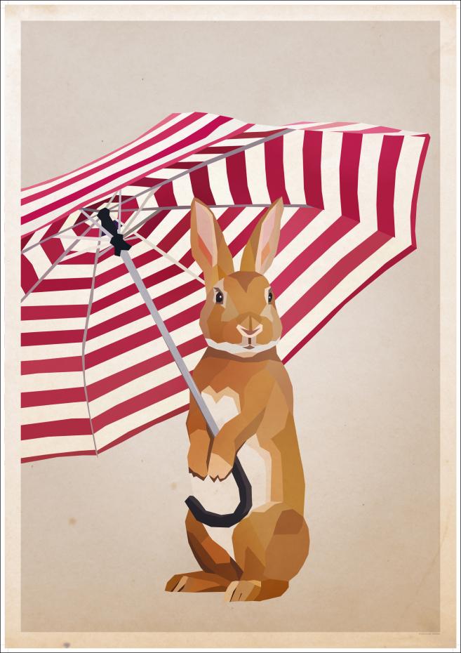 Rabbit with Umbrella Poster