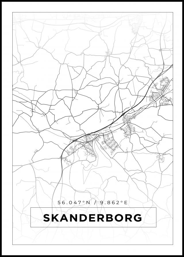 Karta - Skanderborg - Vit Poster